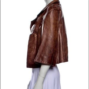 BLUR Brown Leather Biker Jacket | L